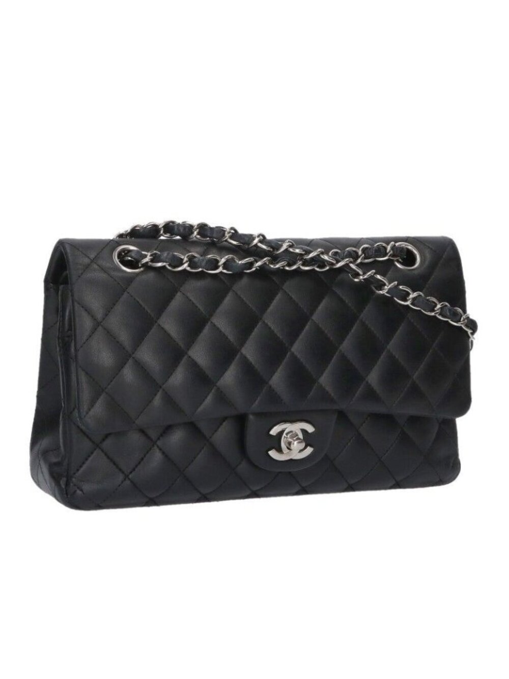 Chanel Quilted 25 Lambskin Double Flap Chain Leather Shoulder Bag 25